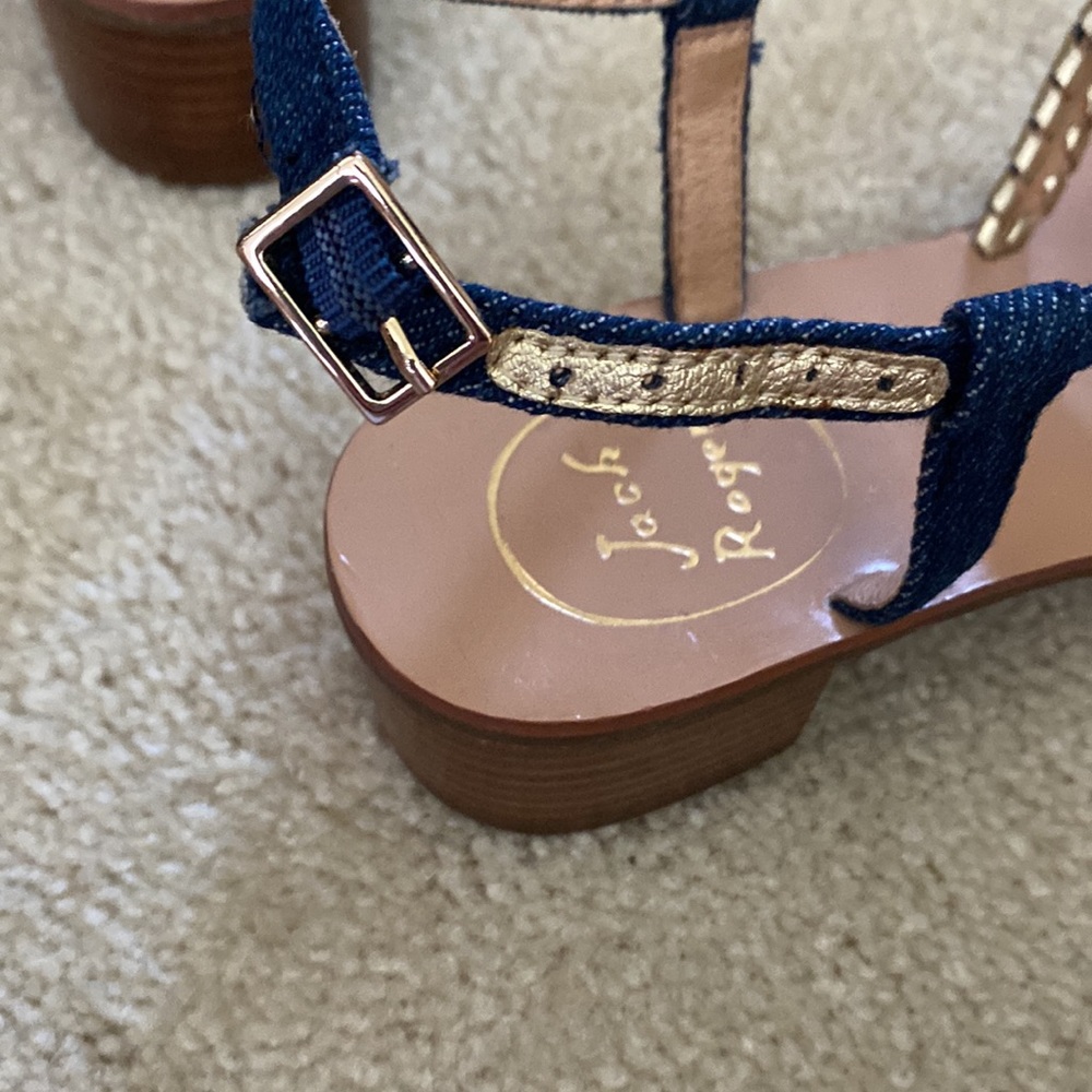Jack Rogers denim and gold low heeled sandal, 6 - Picture 7 of 10